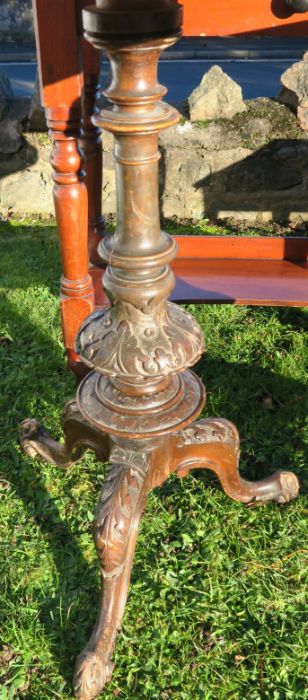 A wash stand, together with a carved occasional table and a Victorian sewing table - Image 5 of 5