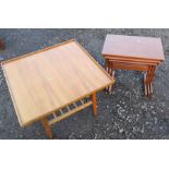 A coffee table, 27ins x 27ins, height 19ins, together with a nest of tables