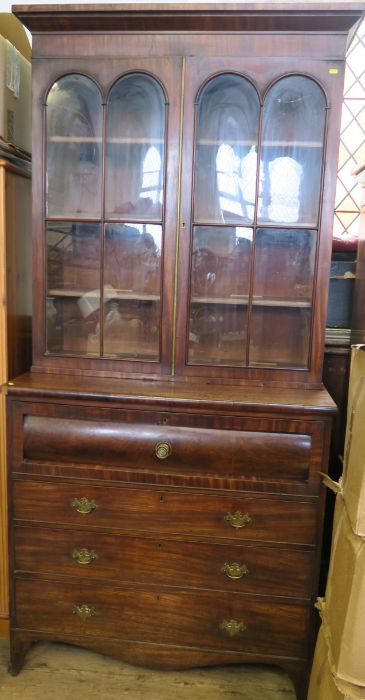 A 19th century mahogany cabinet, the glazed upper section having a pair of doors and adjustable - Image 4 of 5
