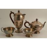 A silver four piece tea set, Birmingham 1931, weight 34oz all in