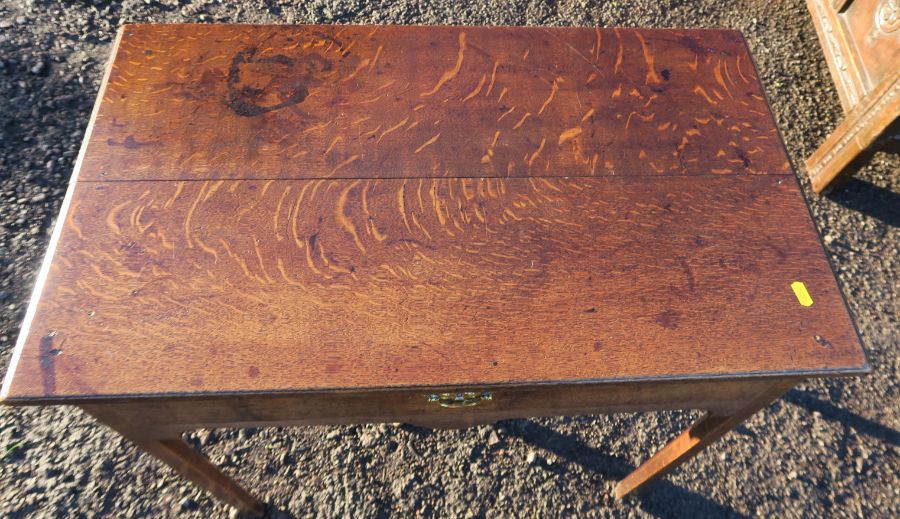 An Antique oak sidetable, fitted with a frieze drawer, 29ins x 17.5ins, height 28ins - Image 2 of 3