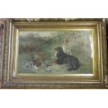 After Hardy, a Victorian colour print, hunting dogs and dead game in landscape, 15ins x 26ins