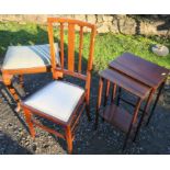 An Edwardian bedroom chair, together with a stool and a nest of two tables