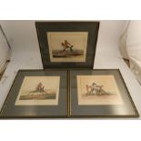 After Vernet, three French colour prints of a racehorse, 10ins x 12ins