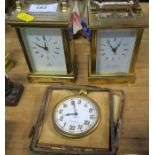 Two carriage clocks and a travelling clock