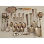 A set of six silver tea spoons, Sheffield 1908/10 /11, weight 3oz, together with other flatware etc
