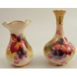 A Royal Worcester vase, decorated with autumnal fruits and leaves by Blake, shape number 2492,