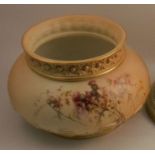 A Royal Worcester blush ivory jardiniere, decorated with floral sprays, very damaged