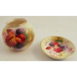 A Royal Worcester vase, decorated with autumnal fruit and leaves by K Blake, shape number G161,