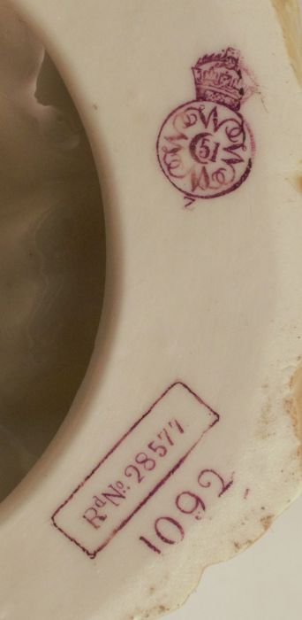A pair of Royal Worcester blush ivory candelabra, formed as seated figures in the fork of branches - Image 3 of 4