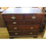 A 19th century mahogany chest of two short over three long drawers, width 39.5ins