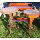 A wash stand, together with a carved occasional table and a Victorian sewing table