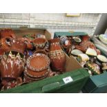 Two boxes of assorted ceramics, to include some Bulgaria ceramics and a collection of Toby jugs