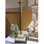 A Brass and Onyx Corinthian Column Table Lamp, 58cm