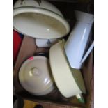 Kitchen Enamel Jug and Dish, stoneware hot water bottle etc.