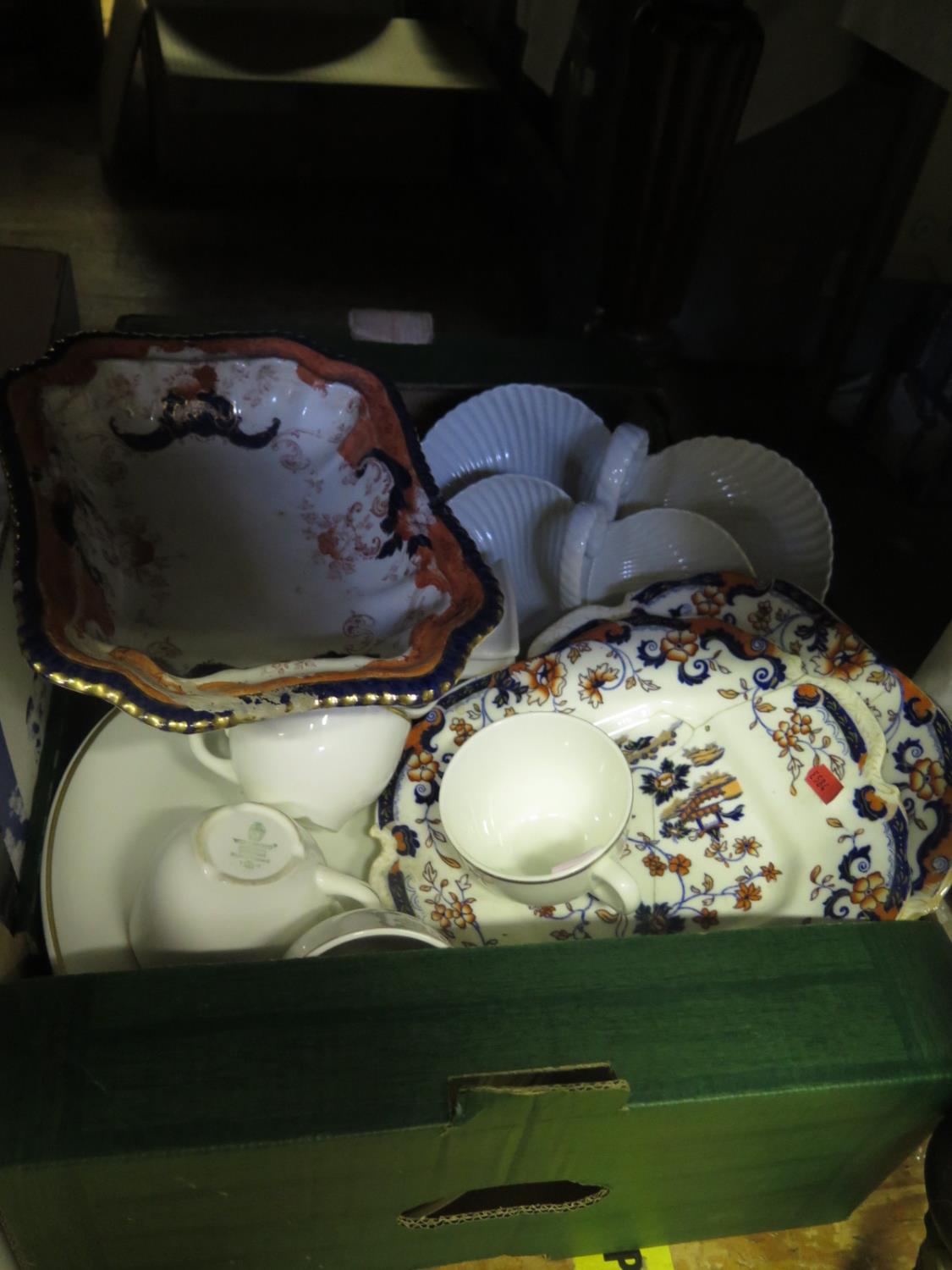 A Box of Royal Worcester Evesham table Ware and two boxes of Wedgwood white and gilt table ware etc.
