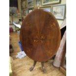 A Victorian Walnut and Marquetry Tilt Top Looe Table, 115cm