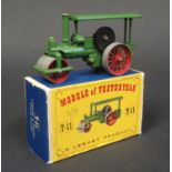 A Matchbox Models of Yesteryear Y11-1-5 1920 Aveling & Porter Steam Roller, green body, roof and