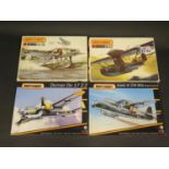 Four Matchbox WWII German War Plane Kits 1/72 Scale. PK-401 Heinkel, PK-409 Dornier, 40416 Arado,