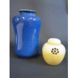 A Ruskin Pottery Vase 18cm and ginger jar