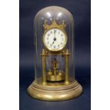 A Brass 100-day Dome Clock, 30cm high, running
