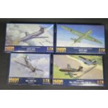 Four Huma Modell WWII German War Plane Kits 1/72 Scale. 4002, 3503, 3505, 3504. Appear unmade,