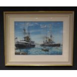 George Heiron (1929 - 2001), Royal Navy Ships, Signed Watercolour, 49 x 35cm, F&G