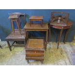 A Selection of Furniture including Georgian Provincial Oak Chair, wall cupboard, stools and