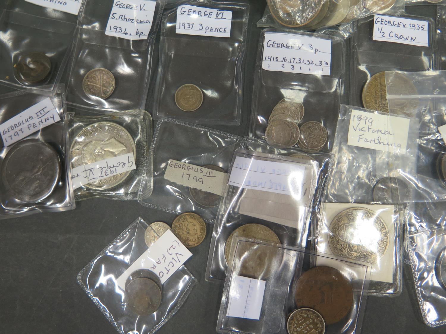 A Selection of George II and later Coins including 1806 Hibernia Farthing, 1805 Hibernia Half penny, - Image 2 of 3