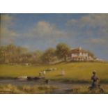 Robin Goodwin (1909 - 1997), 'The Ferryman on the Arun', Signed, Oil on Board,44 x 32cm, Framed