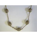 A 9ct Pierced Gold Ball Necklace, 7.3g