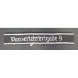 A German Panzerlehrbrigade 9 Cuff Title with label