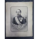 A Rare Black and White Jacquard Silk Woven Portrait of Napoleon III. Lower half of the portrait is