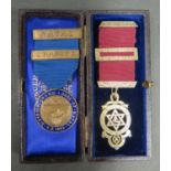 A Cased Victorian Silver Masonic Jewel (London 1894, maker GK) and Natal Charity jewel inscribed