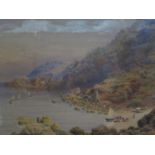 John Salter, Devon Artist (1848-1875), Landing the Boats at Anstey's Cove, Watercolour, Signed, 46 x