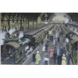 George Heiron (1929 - 2001), 'Passengers Arriving at Paddington to join Special Trains for the Royal