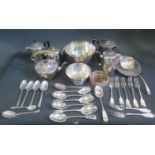 A Selection of Silver Plate including bowl, coffee pots and flatware