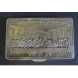 A Continental .800 Silver Snuff Box, the hinged cover decorated with a scene of The Last Supper,