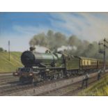 George Heiron (1929 - 2001), 6028 King George VI Rushing Twyford with the Westbound "Torbay Express"