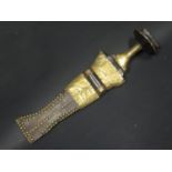 An Antique West African Dagger with sheet brass and studded mounts, blade 33cm, probably Benin