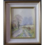 Wyn Appleford, Winter Track, Signed, 20th/21st Century, Oil on Canvas,24 x 19cm, Framed