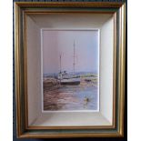 Wyn Appleford, All Moored Up, 20th/21st Century, Oil on Canvas, 23 x 15cm, Framed