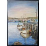 Wyn Appleford, Boats by the Harbour wall, Signed, 20th/21st Century, Oil on Canvas, 77 x 51cm,