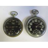 An Oriosa Black Dial Pocket Watch (running) and Waltham black dial pocket watch (A/F)