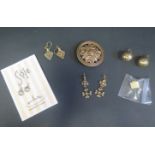 A Pair of BMP English Hallmarked Silver Pendant Earrings and selection of Scandinavian jewellery