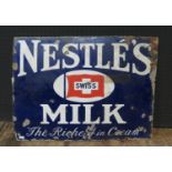 A 'NESTLE'S MILK "The Richest in Cream"' Enamel Advertising Sign, 81x45.5cm