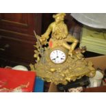 A 19th Century French Gilt Spelter Clock, glassware, Royal Worcester cake plate, kitchen scales,