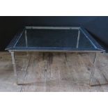 An Italian Nineties Modernist chrome & brass coffee table probably Italian in the manner of Renalto