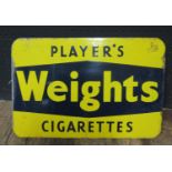 A Player's WEIGHTS Cigarettes Double Sided Enamel Sign, 42x28cm