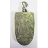 An Early Silver Reliquary engraved with initials IHS, 45mm drop